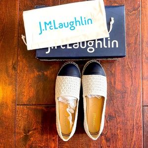 J.McLaughlin Redding Leather Shoes, size 7.5 NWT white/midnight